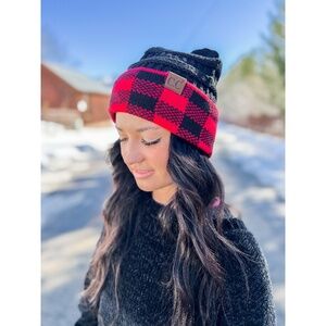 Buffalo Check Knit Beanie - NEW WITH TAGS